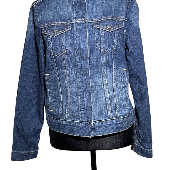 Banana Republic Moto Denim Petite Jacket Size Medium - Picture 12 of 12
